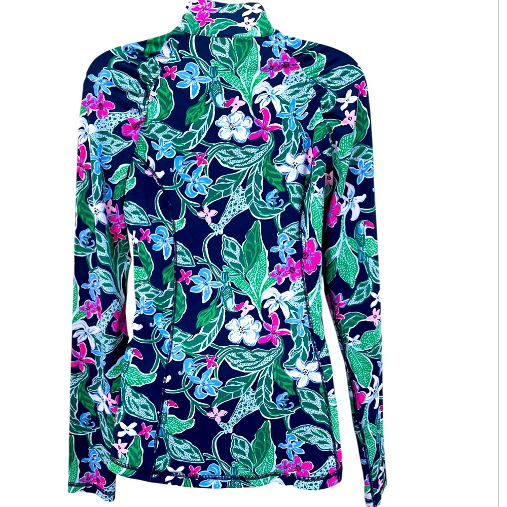 Lilly Pulitzer Navy Floral Half-Zip Long Sleeve Top - Picture 5 of 11